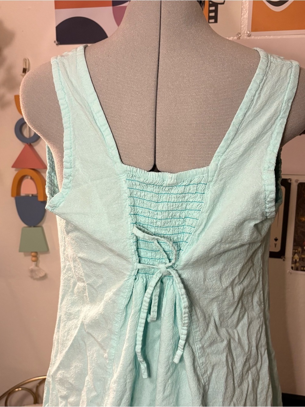 Turquoise Embroidered ButtonāFront Dress - Picture 8 of 9